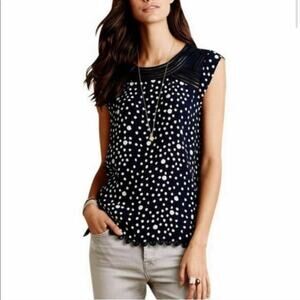 Anthropologie Meadow Rue Navy Polka Dot Tank Size Medium